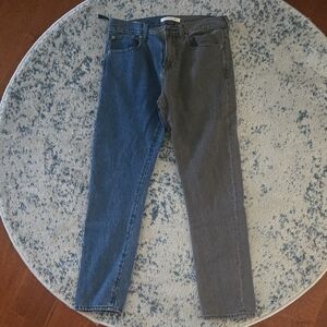 Pacsun Blue and Grey Skinny Jeans with Contrast Design